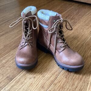 Cliffs Brown Faux Leather Boots, Size 5.5